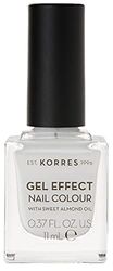 KORRES Sweet Almond Nail Colour - 01 blanc white, wegański biały lakier do paznokci z efektem żelu, bez silikonu i parabenów, 11 ml