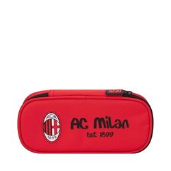 AC Milan - Ovaal etui met binnenvak, pennenhouder, potloden van polyester, rood
