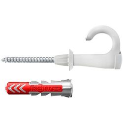 fischer 564170 - Set di 25 viti a gancio rotondo e DuoPower, viti per truciolato con gancio, ganci a vite flessibili per il montaggio in numerosi materiali da costruzione EasyHook, bianco, 6 x 30