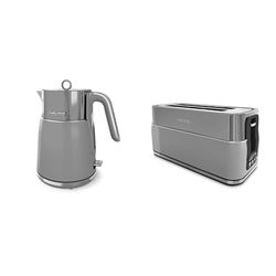Morphy Richards Signature Kettle and Toaster Set, 1.5L Fast Boil Matte Finish Signature Kettle, 2 Slot Variable Browning Toaster, Matching Set, 3KW/1750W, Grey, 100705 | 245705