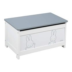 roba Banc-Coffre à Jouets miffy® pour Enfant en Bois - Banquette de Rangement - avec Charnière de Sécurité à Fermeture Douce - dès 18 Mois - Blanc / Motif Lapin