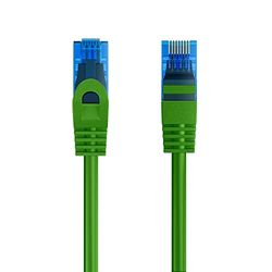 Cable de conexión Ethernet Cat.5e U/UTP transmisión hasta 1Gigabit, 2 Conectores RJ45, Cable de PVC, CCA, AWG 26/7. Ideal para transmisión por Fibra óptica con regi Gigabit/LAN 0.5m, Verde