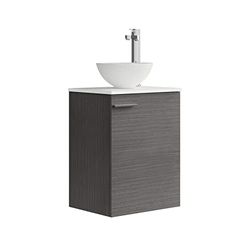 Baikal Conjunto De Mueble De Baño 45cm. Incluye Mueble con Lavabo. Melamina 16mm. Mueble MONTADO. Encimera + Lavabo. Sin Espejo 1 Puerta Tirador Horizontal Ceniza