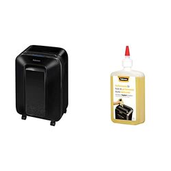 Fellowes distruggi documenti a microframmento LX201, 12 fogli + Olio Lubrificante per Distruggidocumenti, 355 ml