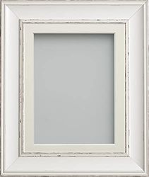 Frame Company Brooke Antique White Photo Frame, Ivory Mount, 16x12 for 12x8 inch, fitted with perspex