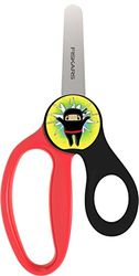 Fiskars Tijeras para niños con diseño Ninja, A partir de 6 años, Longitud: 13 cm, Para diestros y zurdos, Hoja metálica/mangos de plástico, Negro/rojo, Magic Morph, 1064075