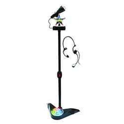 DEQUBE Standing Karaoke Microphone with Adjustable Height-Includes Disco Ball and Earphone-Connection to Different Sound Devices -Size 65-100 cm (916D00037) Black