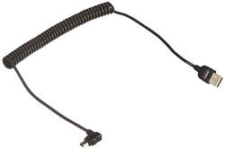 System-S Mini USB Data Cable Charging Cable Stretchy Spiral Cable with 90° Angled Connector 90 Degree Angled 50-135 cm