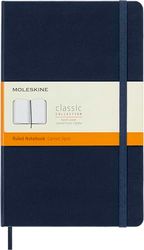 Moleskine Classic Ruled Paper Notebook, Hard Cover and Elastic Closure Journal, Color Sapphire Blue, Size Large 13 x 21 cm, 240 Pages