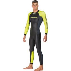 Salvimar Swim Rise Eendelig nat neopreenpak voor heren, zwart met mouwen en details neongroen, XXL