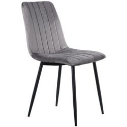 DRW Lot de 4 chaises en Polyester et métal Noir et Gris 55 x 44 x 86 cm, Multicolore, estandar