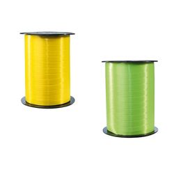 Clairefontaine 601715AMZC - un lot de 2 bobines de Ruban Bolduc Lisse - 500mx0,7 cm - Emballage cadeau, accessoire de décoration - Jaune/Vert Clair