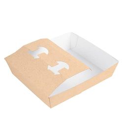 60 stuks transportschalen 2 glazen + 1 deel 'Thepack' 230 g/m2, 24,5 x 22 x 5,5 cm, natuurlijk, gegolfd nano-microkarton