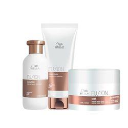 Wella Professionals Fusion Shampoo professionale capelli danneggiati 250ml + Balsamo ristrutturante capelli 200ml + Maschera idratante 150ml