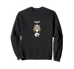 Funny Tapir Wearing Sunglasses Playing Drums Sweatshirt