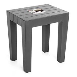 Tatay Sgabello Rettangolare Lombok, Polipropilene, Senza BPA, Finitura Effetto Legno, la Protezione anti-UVA, Anche 130 kg, Adatto a 38 x 29 x 41 cm Interni ed Esterni, Grigio