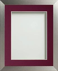 Frame Company Simpson Range Silver 16x12 inch Frame With Plum Mount for 14x10 inch *Choice of Sizes* Fitted with Real Glass