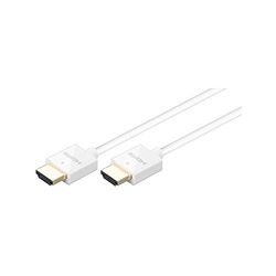 Goobay 55103 High Speed HDMI-kabel met ethernet, goudkleurig, wit, 1 m kabellengte 4 mm diameter