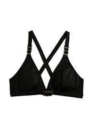 Koton Dames driehoek metalen accessoire detail gewatteerde bikini top, zwart (999), 34