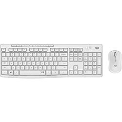 Logitech MK295 Kit Mouse e Tastiera Wireless, Layout Inglese QWERTY, Bianco