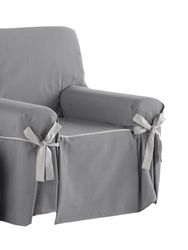 Estoralis Beret Housse de canapé avec nœuds Design Moderne Tissu Jaquard Gris Marengo pour Fauteuil ou Relaxation 1 Place Taille du Tissu (de 80 à 110 cm) Housse pour Tout Type de canapé