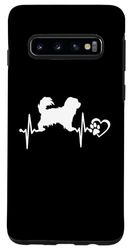 Custodia per Galaxy S10 Pekingese Dog Heartbeat Paw Love Funny Puppy Lover