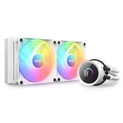 NZXT Kraken 240 RGB RL-KR240-W1 Raffreddatore a liquido per CPU AIO, 240 mm, Display LCD quadrato da 1.54” personalizzabile per immagini, dati sulle prestazioni e altro, 2 ventole F120 RGB Core Bianco