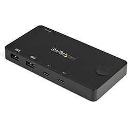 StarTech.com Switch Conmutador KVM USB Tipo C de 2 Puertos KVM USB C a HDMI de 4K y 60Hz Mini KVM USB, Alimentado por el Bus Conmutador Pantalla Teclado y Raton MacBook IdeaPad ThinkPad EliteBook