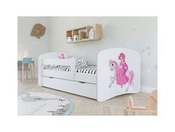 Lit babydreams 2 Blanc Princesse sur Cheval tiroir et Matelas Inclus 180/80