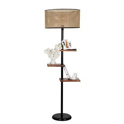 Lampada del piede con metallo, nero, Brown, 45x45x170 cm, Casquillo E 27 Max 60 W