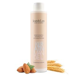 Jean & Len Repair Shampoo Kératine & Amande, pour cheveux abîmés et rebelles, maîtrise les frisottis, pour des cheveux d'apparence plus saine, sans parabènes ni silicones, végétalien, 300 ml
