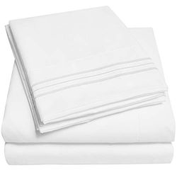 My Sweet Home Parure de lit 4 pièces de qualité égyptienne de 1500 Fils avec Poche Profonde – Lit Double, Blanc