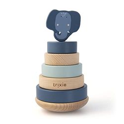 Trixie Stapeltoren baby met houten ringen Mrs. blauwe olifant