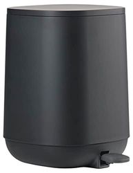 ZONE DENMARK Time Poubelle de salle de bain, Petite poubelle cosmétique, Poubelle avec couvercle, diam. 20,8 cm, hauteur 27,5 cm, capacité 3 litres, noir