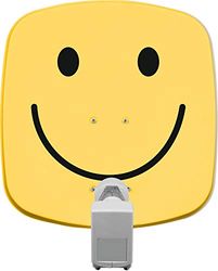 TechniSat DIGIDISH 45 – Antenne Satellite pour 2 utilisateurs (Petite Installation Satellite de 45 cm - kit Complet avec Support Mural et LNB Twin Universel) Smiley, Jaune