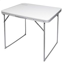 AKTIVE Mesa camping plegable, Mesa ligera, patas plegables, 80x60x70 cm, madera MDF, estructura de acero, color blanco, asa de transporte (52814)