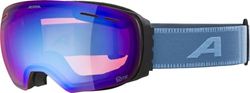 ALPINA GRANBY Q-LITE - Lunettes de ski à effet miroir, renforcement du contraste avec protection UV 100% pour adultes, noir-fumé bleu mat, taille unique