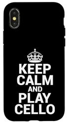 Keep Calm Play Cello Violoncello Cellist & String Virtuoso Case for iPhone X/XS