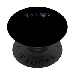 Bandera de Ucrania Heartbeat PopSockets PopGrip Adhesivo