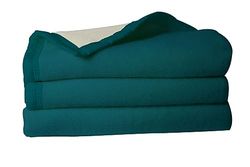 Toison d'Or Woolmark Volta wollen deken, 240 cm x 300 cm grootte, pauwblauw, King (U.K. standaard)