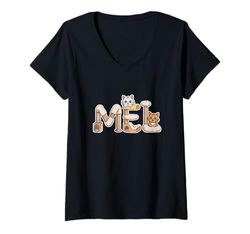 Womens Mel Cat Trees - Personalized Cute Name Word Art V-Neck T-Shirt