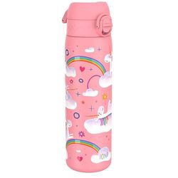 ION8 Vacuüm Geïsoleerde Stalen Waterfles, 500 ml/18 oz, Lekvrij, Makkelijk te Openen, Veilige Vergrendeling, Vaatwasserbestendig, Past in Bekerhouders, Draaghendel, Reliëfprint, Eenhoorn Regenbogen