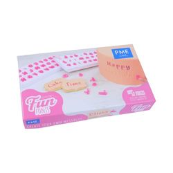 PME FF58 roliga teckensnitt alfabet bokstäver övre och nedre fodral för kakdesign, uppsättning av 52, samling 3, plast, rosa, X-Small