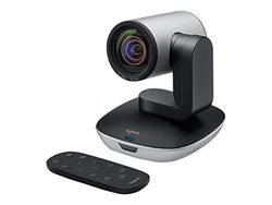 Logitech PTZ Pro 2 Camera, Caméra vidéo Full HD 1080p avec fonctions améliorées de mouvement panoramique/d'inclinaison, incluant Télécommande, Noir/Gris, Compatible Skype, Zoom, PC/Mac/Portable/Chrome