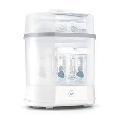 Chicco Sterylizator elektryczny, sterylizator butelek, laktator i smoczek, z 3 konfiguracjami i automatycznym wyłączaniem, nadaje się do mikrofali, sterylizacja do 6 butelek 330 ml, biały