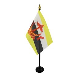 Brunei Table Vlag 15x10 cm - Bruneian Desk Vlag 15 x 10 cm - gouden speerblad - AZ FLAG