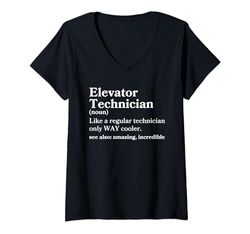 Donna Definizione di tecnico di ascensore Divertente Maglietta con Collo a V