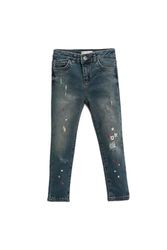 Koton Bedrukte Destroylu jeans van katoen Collants, Dark Indigo (Din), 3-4 jaar Fille, Dark Indigo (din), 3-4 Jaren