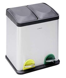 ARREGUI Step Bin CR705-30L Stalen Afval- en Recyclingbak met Pedaal | 2x15L (30L) | Keukenafvalbakken | Recycleeremmer voor Huis en Kantoor