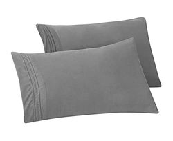 Housse de Couette élégante et Confortable, résistante aux Plis et à la décoloration, 100% hypoallergénique., Microfibre, Gris, Standard/Queen